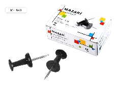 Кнопки канцелярские силовые, 50 шт., ЧЕРНЫЕ, картонная упаковка