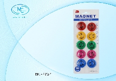 Набор магнитов: цветные, круглые, смайлики /диаметр 30 mm/, 10 штук, в блистере с европодвесом.