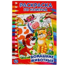 УМКА. РАСКРАСКА ПО НОМЕРАМ А5. ДОМАШНИЕ ЖИВОТНЫЕ. 145Х210 ММ. в кор.5
