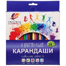 Набор цветн.каранд КЛАССИКА 24 цв. шестигранные дерев.