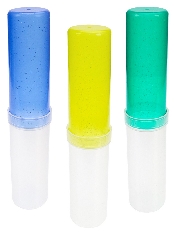 Пенал-тубус прозрачный+цветной с блестками (ПМ-2065) пластик, 3 цвета МИКС