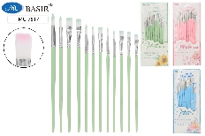 Набор кистей: состоит из 12 художественных кистей (круглые, плоские), изготовленных из нейлона, древ