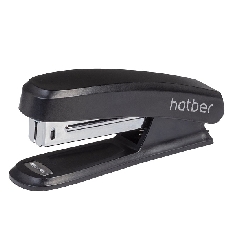 Степлер  Hatber №10 Пластиковый 12л 50 скоб захват 40мм с антистеплером Черный в картонной коробке