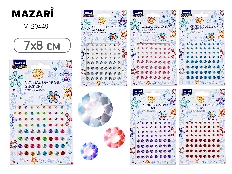 Стразы-наклейки пластиковые, 7*8 см, 6 дизайнов, ОПП-упаковка