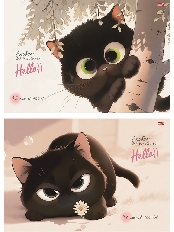 TM"Profit"Альбом для рисования А4 12л. ОЗОРНОЙ ЧЁРНЫЙ КОТ - 1 (12-7277) скрепка, 2диз в сп