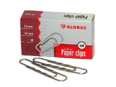 Скрепки канцелярские L75 мм, 40 шт. гофрированные, оцинкованные Г75-40 Ц