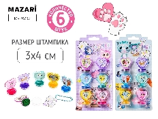 Штампик детский с картинками КОТИКИ, размер 3х4 см, набор 6 шт, картинка штампа совпадает с картинко