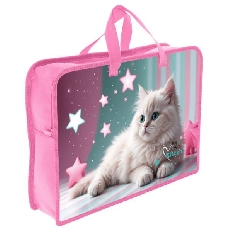 ПТ-14-4  Любимый пушистик  - папка печать на пластике А4 с ручками(тесьма), дизайн с двух сторон