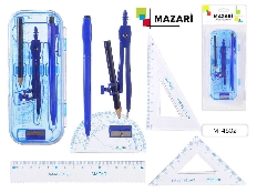 Готовальня, 8 предметов (циркуль металлический 120мм с держателем, угольник 30° со шкалой 10см, угол