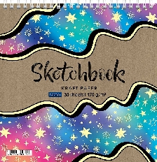 "Premium" Блокнот SketchBook 30л А5ф 200х200мм КРАФТ 170г/кв.м без линовки жесткая подложка на гребн