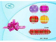 Подарочный бант МС-3850 бант-шар, цветной с рисунком /ассорти/; размер 32 мм.
