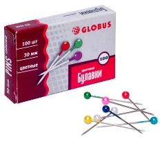 Булавки  L30 мм, 100 шт. с цветной головкой БК30-100Ц