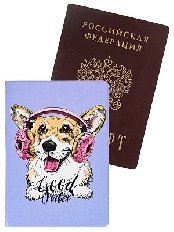 Обложка на паспорт "Корги" (ПВХ Slim ОП-0244
