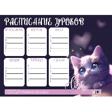Расписание уроков А4 КОКОС Love cat 261901