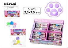 Игрушки-антистресс ЛАПКИ, 3 шт., 3.5*3.5 см, ОПП-упаковка