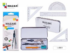 Готовальня из 9 предметов M-4501(2циркуля металлических,угольник60х30х90,угольник45х45х90,линейка 15
