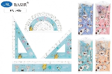 Набор линеек: "ЛАПКИ"; 4 предмета: пластиковые с рисунком; 2 треугольника, транспортир, линейка 15 с