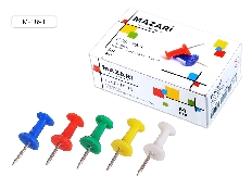 Кнопки канцелярские силовые, 50 шт., ЦВЕТНЫЕ, картонная упаковка