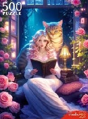 ПАЗЛЫ 500 элементов. ДЕВУШКА С КОТОМ (арт. П500-0497)