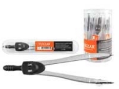 Циркуль TZ 7298 металлический в пластиковом футляре.