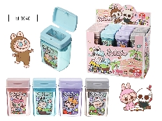 Точилка пластиковая ЗУБАСТИК, 2 отверстия для заточки, 4 дизайна, с контейнером для стружки,  картон