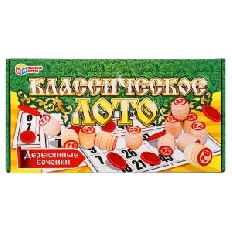 Лото классическое деревянное. настольные игры Умные игры в кор.14шт