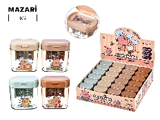 Точилка пластиковая КАПИБАРА, 2 отверстия для заточки, с контейнером для стружки, ассорти 4 цвета