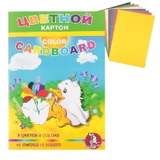 Набор для детского творчества из цв. картона А-4 "Утенок" 8 цв.16 л. /20/.