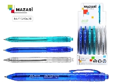 Ручка M-7338D-70 шариковая автомат. ECO,СИНЯЯ,пулевид. пиш.узел 1.0 мм,прозрачный пластик.корпус