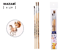 Набор кистей художественных, 3 шт. (белка № 4, 5, пони № 1 круглые), обойма обжимная, ручка деревянн