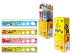 Линейка S 2725 пластиковая СОВЫ, 15 см., 4 цвета в ассортименте