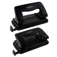 Дырокол -Record- Металлический 12л с линейкой Черный