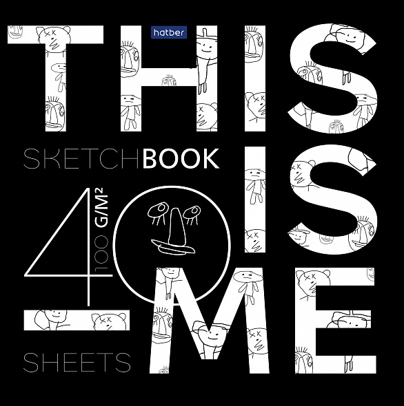 "Premium" Блокнот SketchBook 40л 220х220мм без линовки 100г/кв.м отрывная склейка глянц.ламин.тиснен