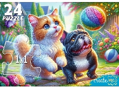 МАКСИ-ПАЗЛЫ 24 элемента. КОТ И ЩЕНОК С МЯЧОМ (арт. УК24-0210)