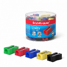 Пластиковая точилка ErichKrause® Unity, цвет корпуса ассорти (в тубусе по 55 шт.)