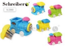 Точилка S 2880 пластиковая ПАРОВОЗ, 4 цвета