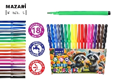 Фломастеры ЕНОТЫ, 18 цв, вентилируемый колпачок, корпус круглый, ПВХ- упаковка с европодвесом