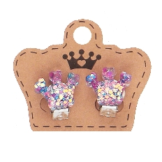 Серьги клипсы Корона 1,5см 218294 КОКОС сиреневый
