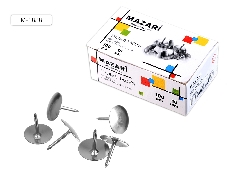 Кнопки канцелярские, 100 шт., металлические, никелированные, картонная упаковка