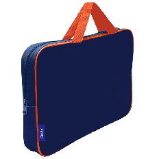 ПМД 4-42 Тёмно-синий-оранжевый -папка менеджера А4(ручка - тесьма),п/э с диз., 350х265x80 мм