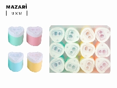 Точилка пластиковая PASTEL HEART, 2 отверстия для заточки, 4 цвета, с контейнером для стружки, ПВХ-б