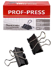 Зажим   для бумаг ЧЕРНЫЙ (ЗК-4167), 25мм, (набор 12шт) в карт. коробке