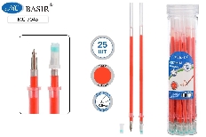 Гелевые стержни: с защитным колпачком, в упаковке 25 штук /пластиковый тубус/, цвет чернил красный,