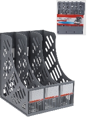 Лоток пластиковый вертикальный, 3 отделения, серый, 240х265х313 мм, ЛК-1097