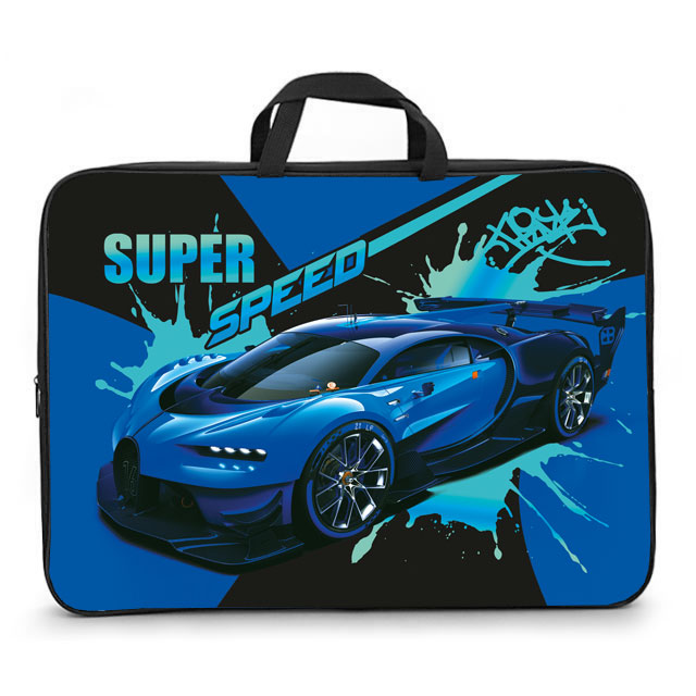 ПМД 3-20-4 Синее авто - папка менеджера А3(ручка - тесьма),п/э с диз., широкая боковинка, 475х345х80