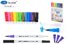 Набор маркеров-акварельные: двусторонние-линер 0,4 mm, кисть 1-4 mm; чернила на водной основе; кругл