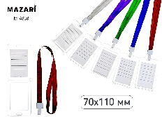 Бейдж вертикальный NOME, 70х110мм, на шнурке, микс 5 цветов, ОПП- упаковка