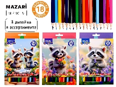Карандаши цветные деревянные ЕНОТ, 18 цв., шестигранный корпус, d грифеля=2,8 мм, картонная упаковка