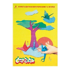 Набор для детского творчества из цв. бумаги А-4 "Котик" 8цв.16л. /30/.