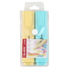 Набор текстовыделителей 2цв 1-5мм KLERK Macaroon Pastel 216700 желт гол